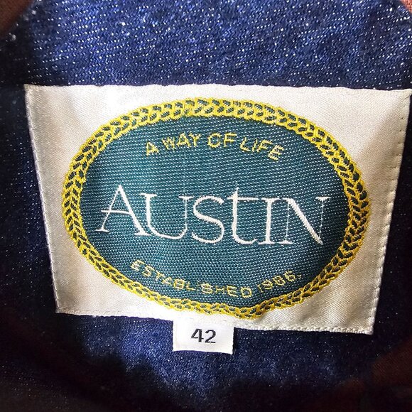 VTG Austin Heavy Denim Jacket Leather Collar XL Insulated Barn Coat Action Back - Picture 10 of 16